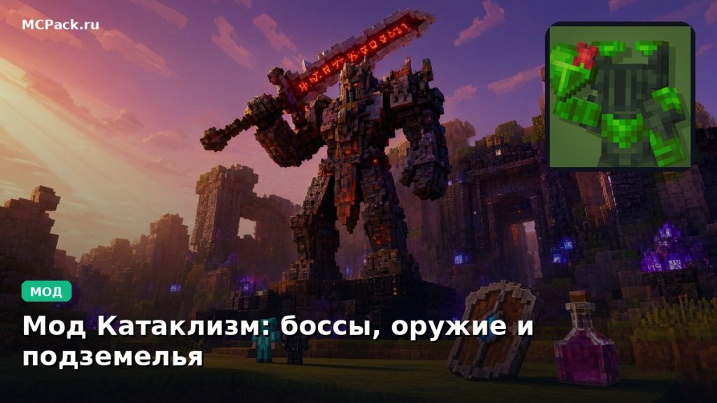 Мод Катаклизм: боссы, оружие и подземелья Minecraft BE