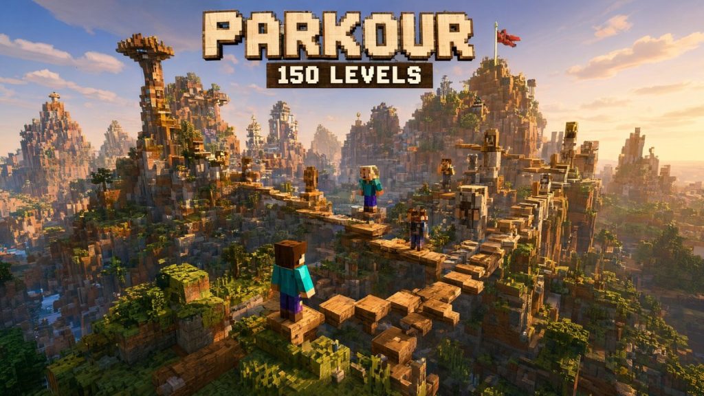 Карта Паркур на 150 уровней Minecraft PE