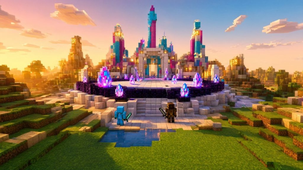 Карта Кристальный бой с ботами Minecraft PE