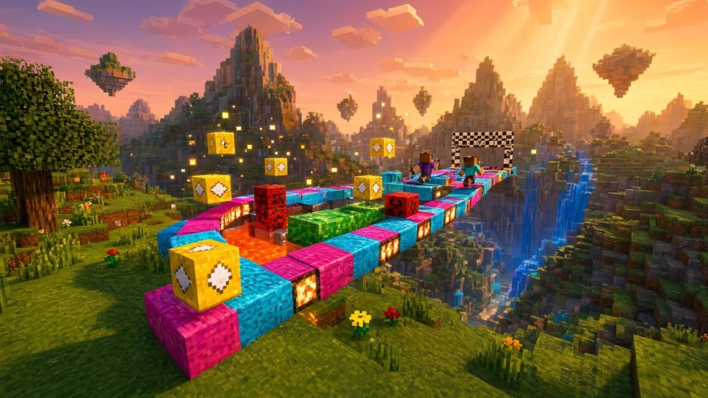 Карта Гонка счастливых блоков Minecraft PE