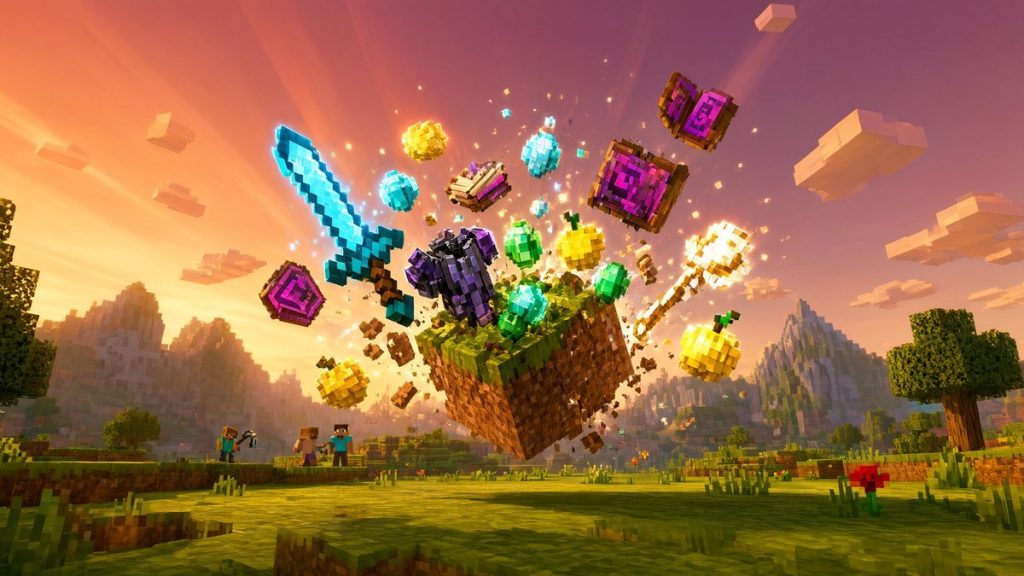 Мод Земля с мощными предметами Minecraft BE